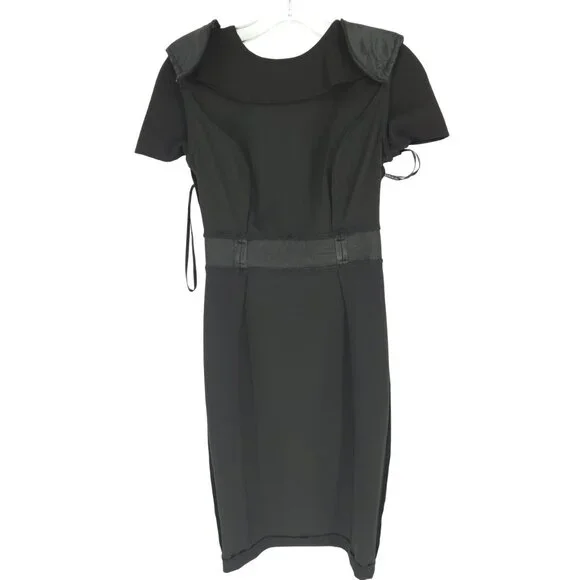 Calvin Klein Crepe Short Sheath Dress Faux Leather Belt Professional Workwear 2 - Picture 9 of 16